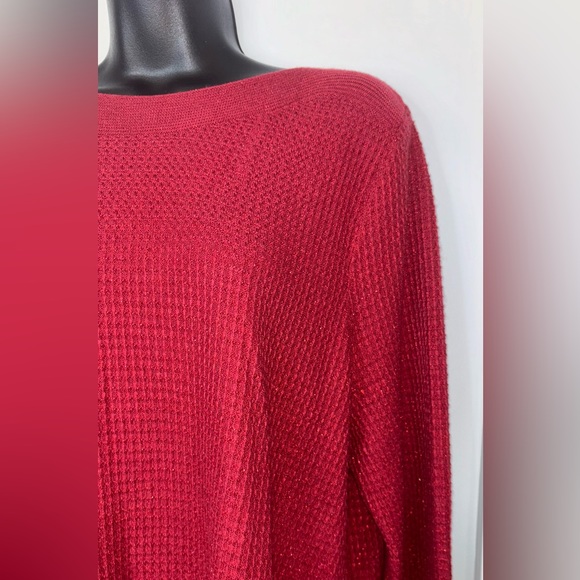 ❣️SOLD❣️ Northern Reflections Gorgeous Red Sparkle Fine Knit Sweater Top - Picture 4 of 11